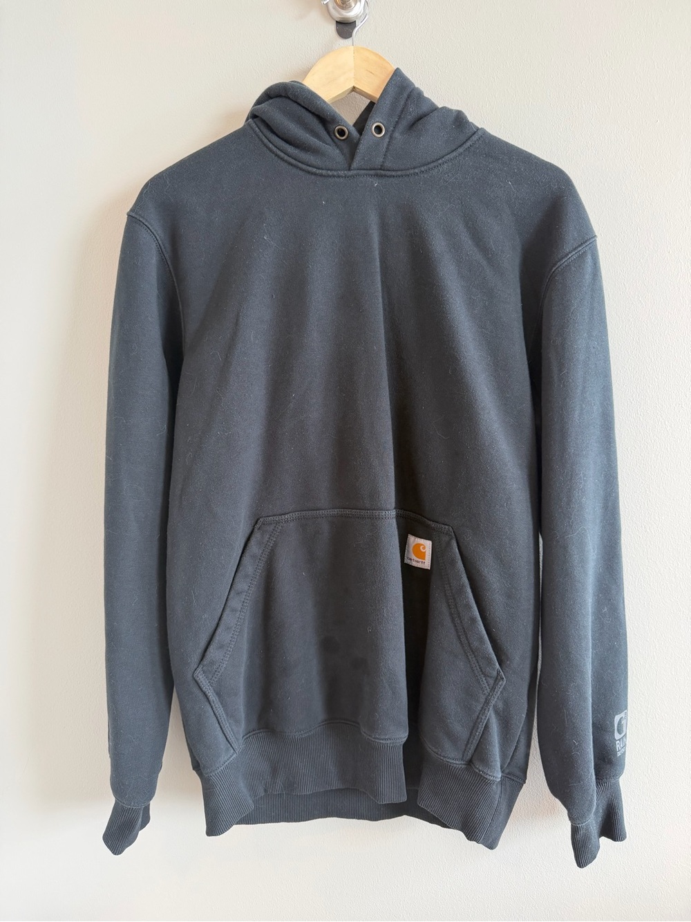 Carhartt Rain Defender Black Pullover Hoodie with Front Pocket